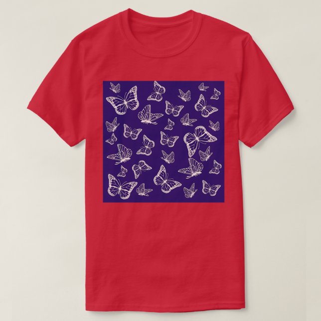 Camiseta Mariposas voladoras sobre azul (Diseño del anverso)