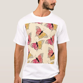 Camiseta Mariposas volando: patrón de marfil ininterrumpido