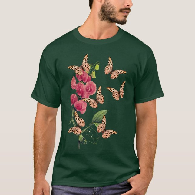 Camiseta Mariposas Y Flor De Pea Dulce (Anverso)