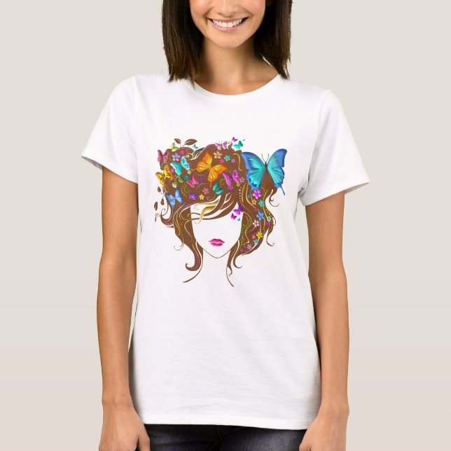 Camiseta Mariposas y flores (Anverso)