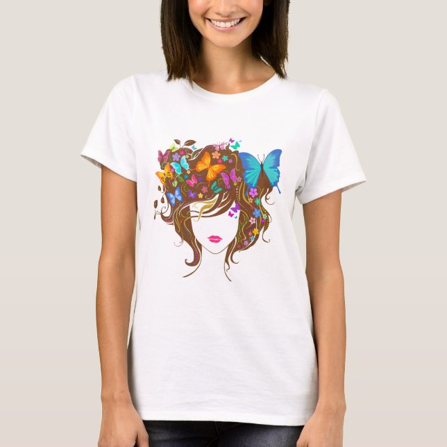 Camiseta Mariposas y flores (Anverso)