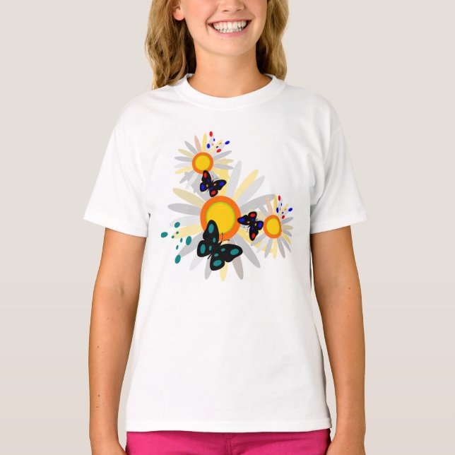 Camiseta Mariposas y flores (Anverso)