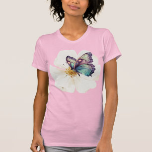 Camiseta Mariposas y flores acuáticas