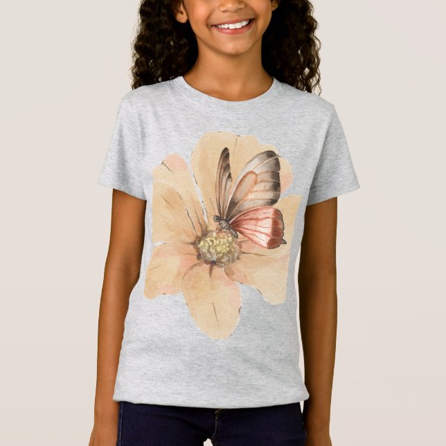Camiseta Mariposas y flores acuáticas (Anverso)