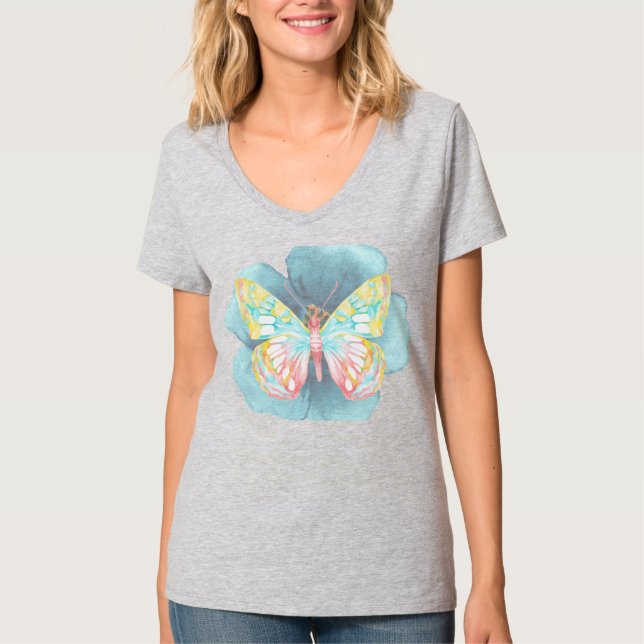 Camiseta Mariposas y flores acuáticas (Anverso)