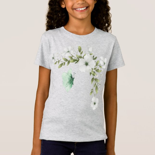 Camiseta Mariposas y flores acuáticas (Anverso)