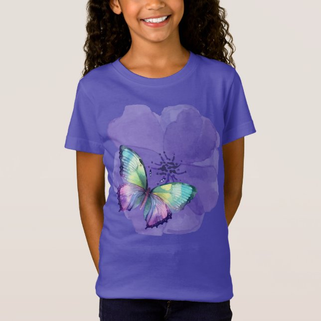 Camiseta Mariposas y flores acuáticas (Anverso)