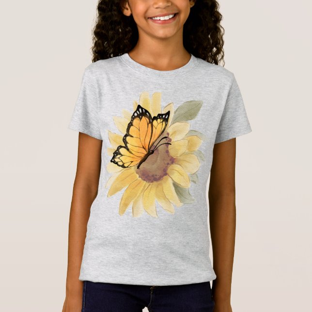 Camiseta Mariposas y flores acuáticas (Anverso)