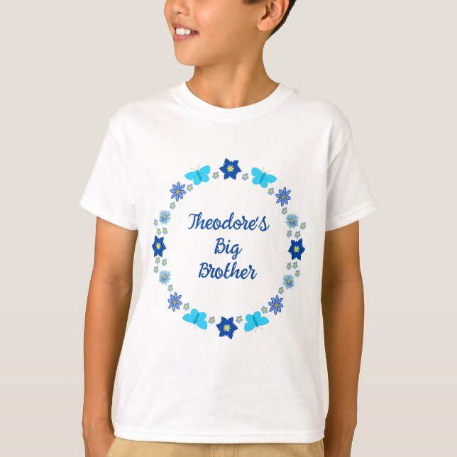 Camiseta Mariposas y flores Blue Baby Boy Gran Hermano (Anverso)