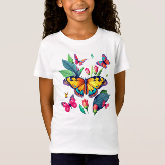Camiseta Mariposas y flores de bonito