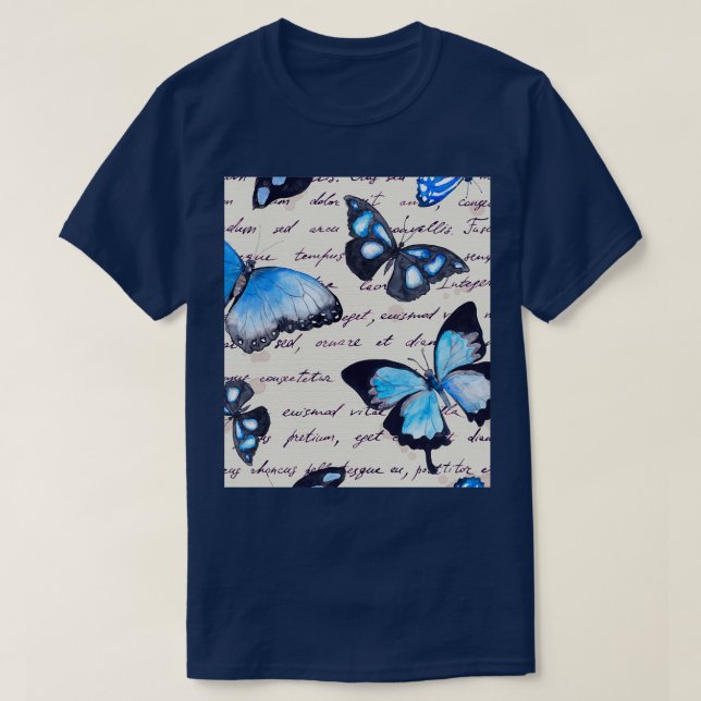 Camiseta Mariposas y notas de texto escritas a mano (Diseño del anverso)
