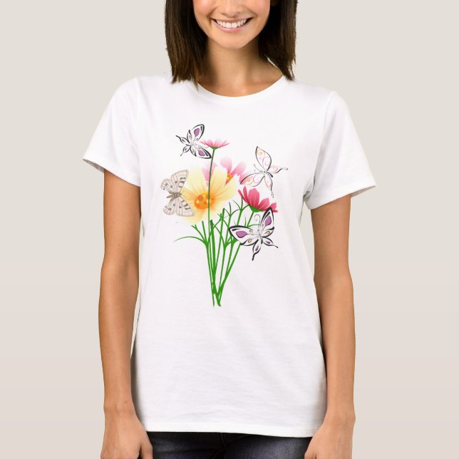 Camiseta Mariposas y ropa de flores (Anverso)