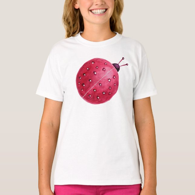 Camiseta Mariquita abstracta esférica bonita de la acuarela (Anverso)