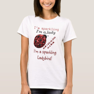 Camiseta Mariquita Brillante Ladybug rojo brillos texto div