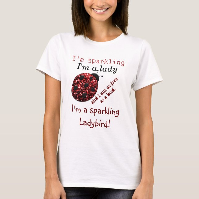 Camiseta Mariquita Brillante Ladybug rojo brillos texto div (Anverso)