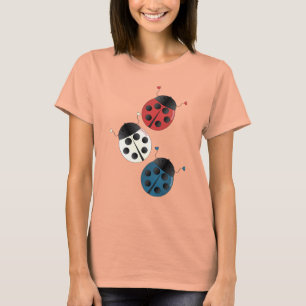 Camiseta Mariquitas blancas y azules rojas