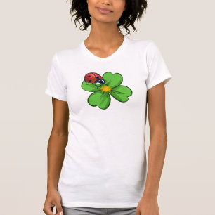 Camiseta Mariquitas y Hojas Verdes Ilustración de la Natura