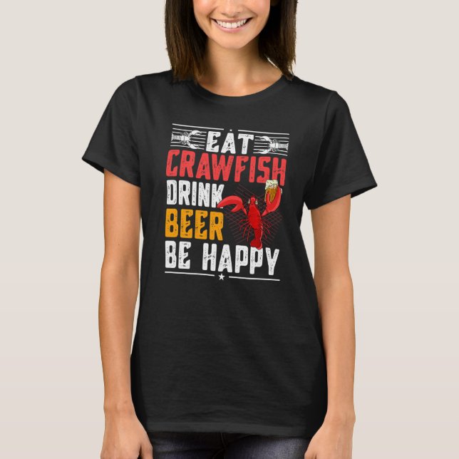 Camiseta Marisco Coma Langosta Beer Beer Be Happy Retro Caj (Anverso)