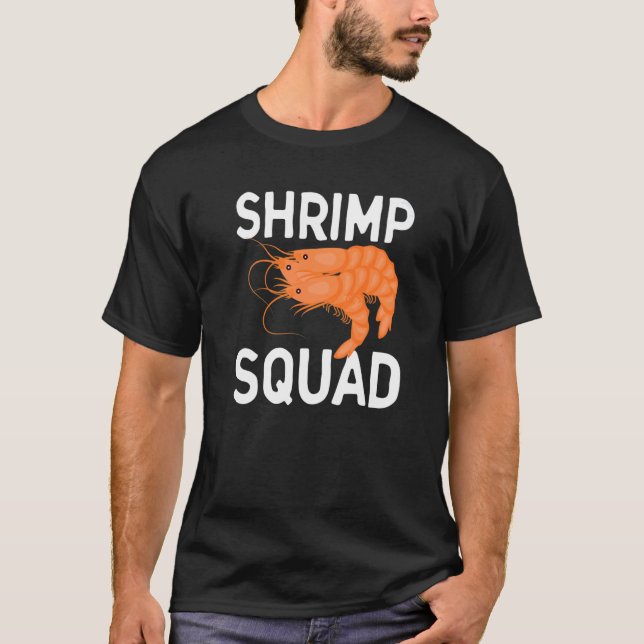 Camiseta Mariscos de la escuadra de camarones de pescado (Anverso)