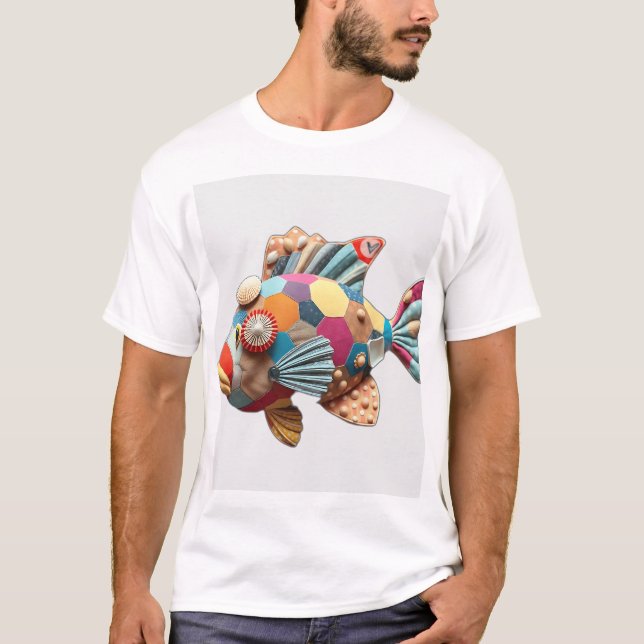 Camiseta Mariscos de tela con conchas (Anverso)
