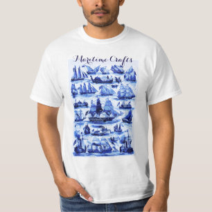 Camiseta MARÍTIMO, NAVES del VINTAGE, VELEROS, azules