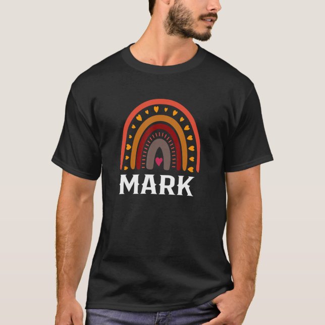 Camiseta Mark Colorful Rainbow Funny Men Nombre bebé Idea (Anverso)