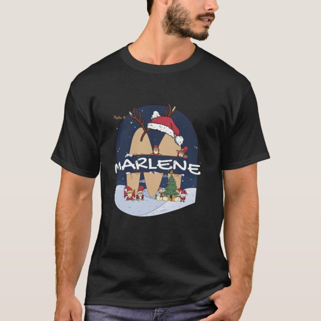 Camiseta Marlene Nombre impresionante con Santa Hat en Navi (Anverso)