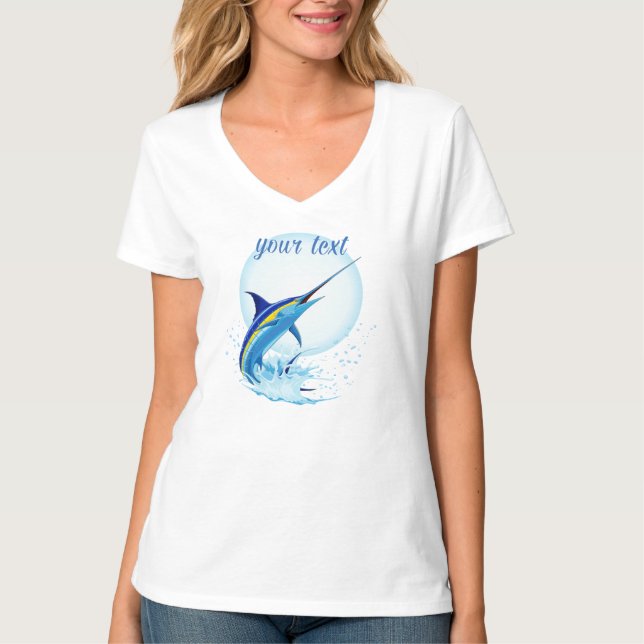 Camiseta Marlín Azul Saltando del Océano (Anverso)
