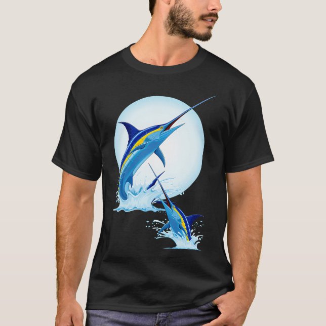 Camiseta Marlín Azul Saltando del Océano (Anverso)