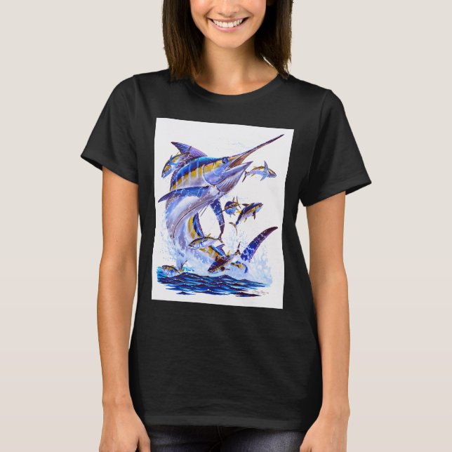 Camiseta marlín azul y atunes (Anverso)