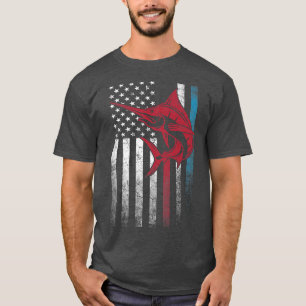 Camiseta Marlin Pescador 4 De JulioGift Bandera Americana2