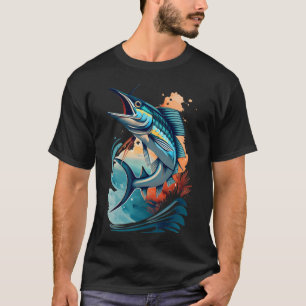Camiseta Marlín saltando sobre las olas del océano