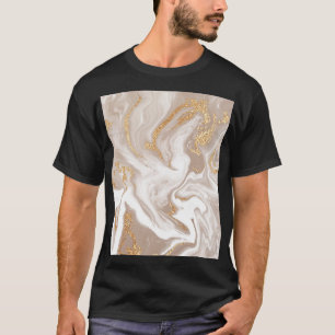 Camiseta Mármol beige líquido, arte de oro.