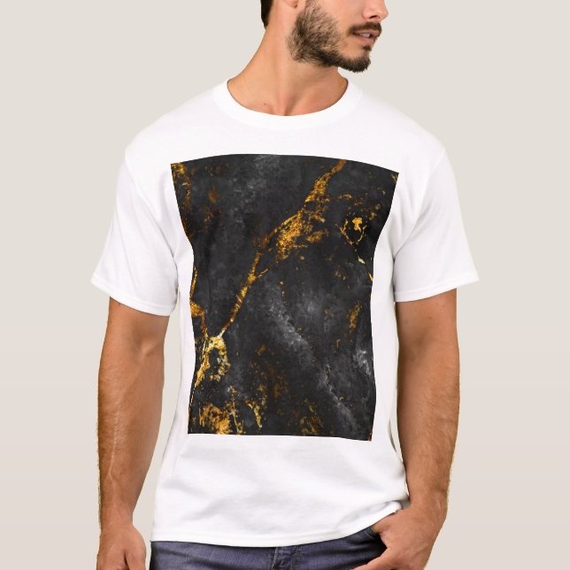 Camiseta Mármol de oro negro, patrón natural. (Anverso)