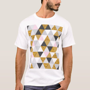Camiseta Mármol dorado, textura geométrica sin costura