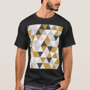 Camiseta Mármol dorado, textura geométrica sin costura
