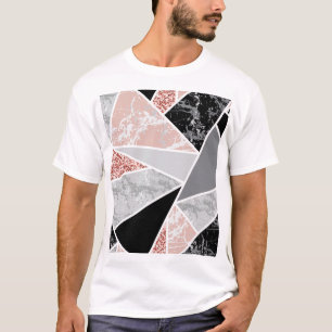 Camiseta Mármol geométrico con Purpurina rosado: sin soldad