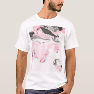 Camiseta Mármol negro rosado: mano dibujada