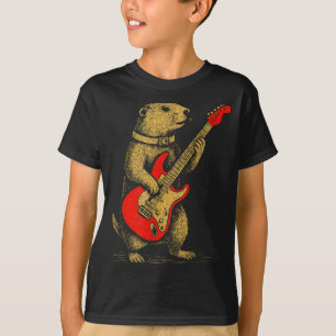 Camiseta Marmota antigua tocando guitarra música divertida