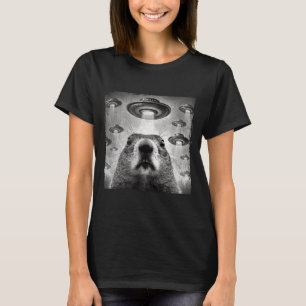 Camiseta Marmota divertida selfie con alienígenas ovnis Mar