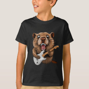 Camiseta Marmota Divertida Tocando Guitarra Músico Para Tie