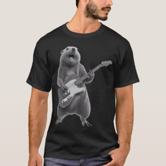 Camiseta Marmota Tocando Guitarra Rock Star Feliz Marmota
