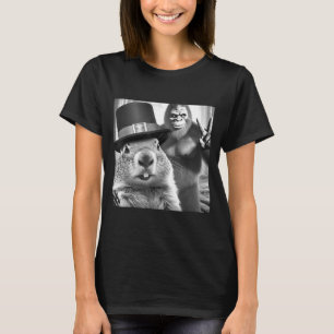 Camiseta Marmota Tomando Selfie Con Bigfoot Divertida Marmo