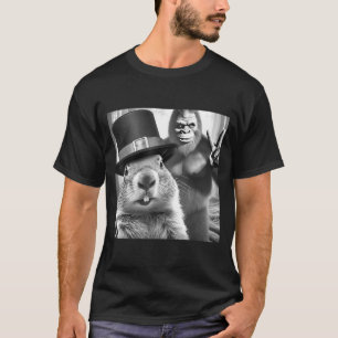 Camiseta Marmota Tomando Selfie Con Bigfoot Divertida Marmo