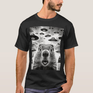 Camiseta Marmotas Raras Selfie Con Ovni Alien Funny Groun