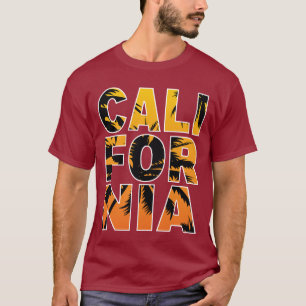 Camiseta Maroon California Palm Trees Sunset T-Shirt
