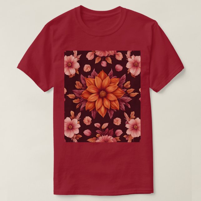 Camiseta Maroon Flowers (Diseño del anverso)