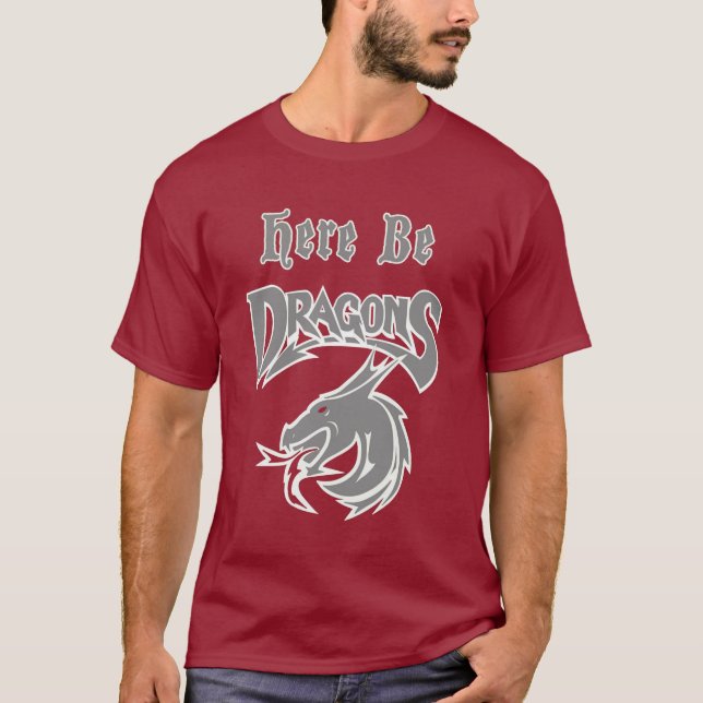 Camiseta Maroon Here Be Dragons Dickson Middle School Logo (Anverso)