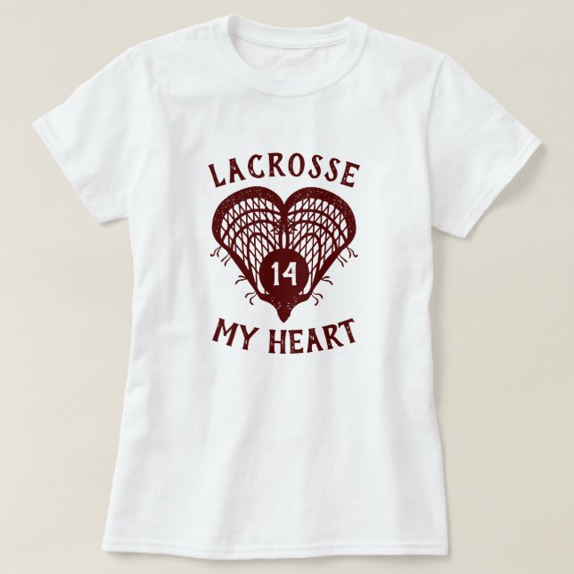 Camiseta Maroon Lacrosse My Heart T-Shirt (Diseño del anverso)