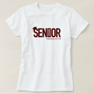 Camiseta Maroon SENIOR con tapón de graduación